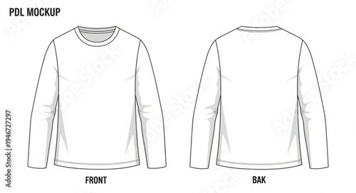 Long Sleeve Shirt Mockup - Front and Back View for Apparel Design.