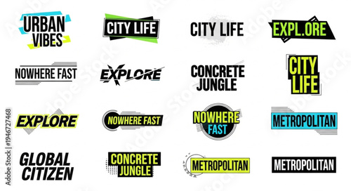 Urban and Metropolitan Typography Collection - A Set of Modern City Life Slogans and Designs.