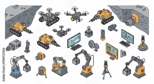 Collection of Industrial Robots and Drones for Automation.