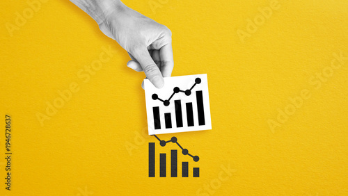 Business process optimization concept with hand adjusting performance chart, symbolizing efficiency improvement, workflow management, productivity growth, analytics, and strategic business development