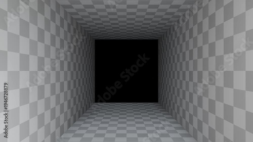 4K 3D looping background animation with checkered pattern moving forward with empty space in the middle.