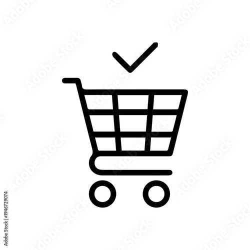 Shopping cart with check mark icon