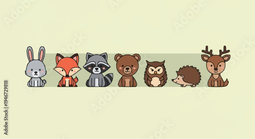 Cute Woodland Animals Cartoon Collection.