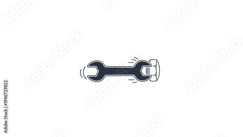 Adjustable Wrench Tool on White Background.
