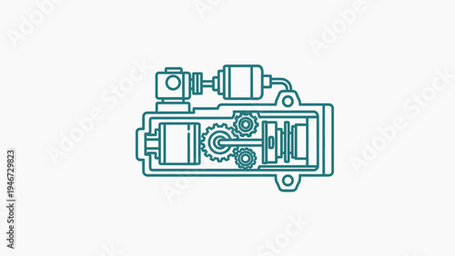 Mechanical Device Technical Illustration Diagram.