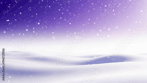 Snowflakes Falling from Purple Sky.