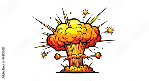 Explosion blast with fire and smoke.