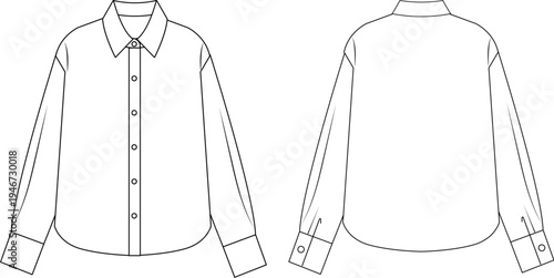 Women blouse line drawing, simple black and white fashion illustration