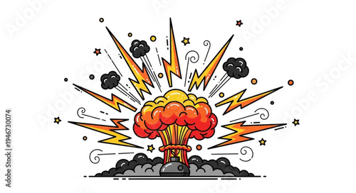 Explosion blast with lightning bolts.