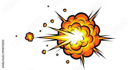 Explosion blast with orange fire.