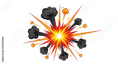 Explosion blast with smoke and fire.