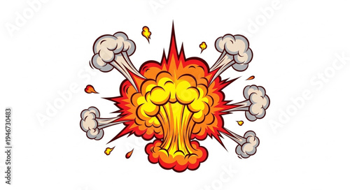 Explosion blast with smoke clouds.