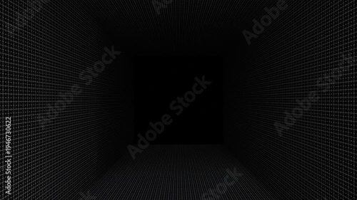 4K 3D looping background animation with grid pattern moving forward with empty space in the middle.