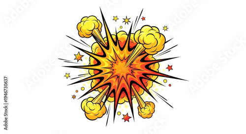 Explosion blast with yellow clouds.