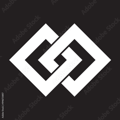 日本の伝統的な器物紋の家紋「釘抜き紋」のイラストベクターデータ