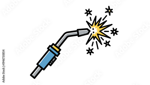 Welding Torch with Sparks Flying Out.
