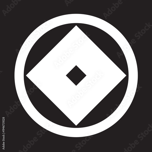 日本の伝統的な器物紋の家紋「釘抜き紋」のイラストベクターデータ