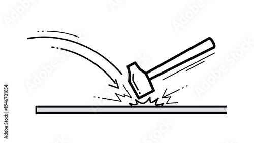 Hammer Striking Metal with Force Motion.