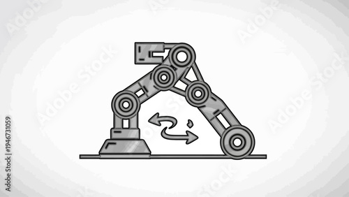 Industrial Robotic Arm Mechanical Illustration.