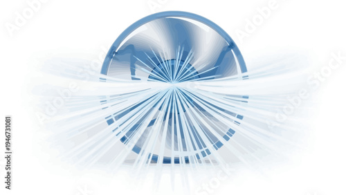 Blue Crystal Ball with Light Reflections.