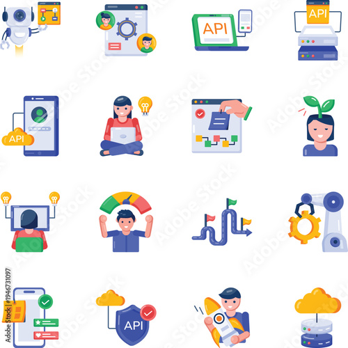 Pack of Predictive Flat Style Icons 

