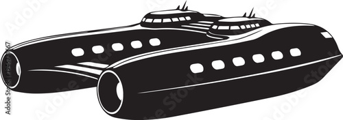 Futuristic transport vehicle silhouette vector illustration for travel and science theme