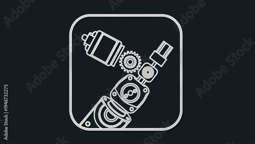 Mechanical Component Illustration with Gears and Parts.