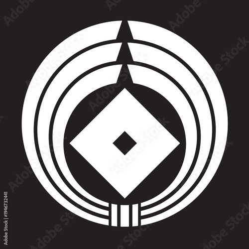 日本の伝統的な器物紋の家紋「釘抜き紋」のイラストベクターデータ