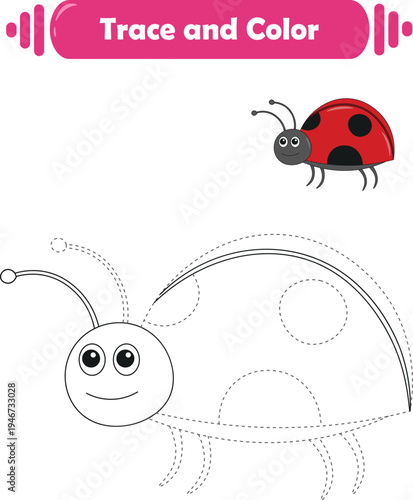 Handwriting Practice. Tracing lines and coloring animals for children. Vector Illustration