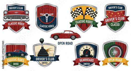 Vintage Car Club Emblems and Logos Collection.