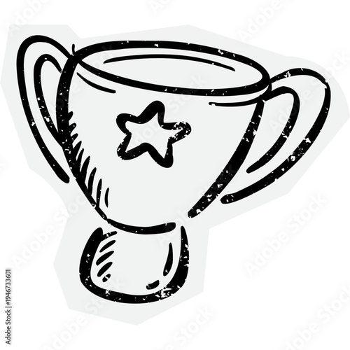 handdrawn trophy roughen sketch paper cut