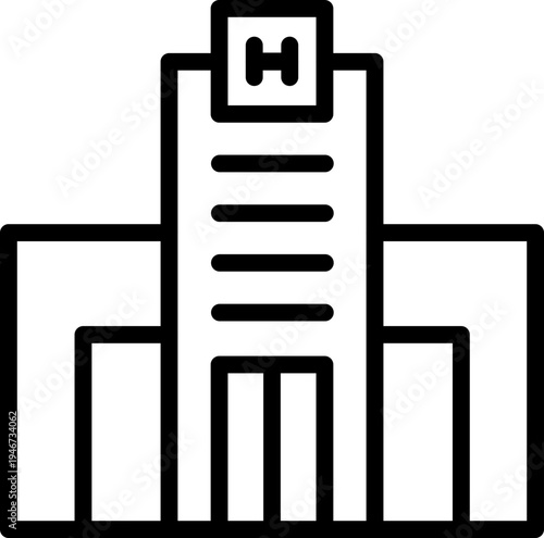 Hospital Building Medical Icon, Healthcare Hospital Line Icon, Medical Hospital Facility Symbol