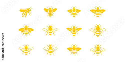 Modern honey bee logo collection with simple and clean vector style.