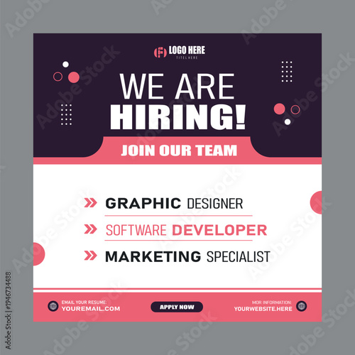 We are hiring job vacancy social media post banner design