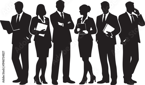 office workers group silhouette