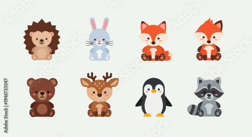 Cute Cartoon Forest Animals Collection.