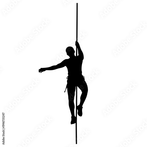 Man climbing pole silhouette vector illustration, fitness and strength