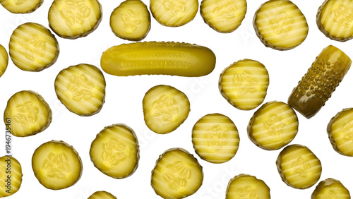 Crinkle Cut Pickles And Whole Dill Pickles Isolated On White