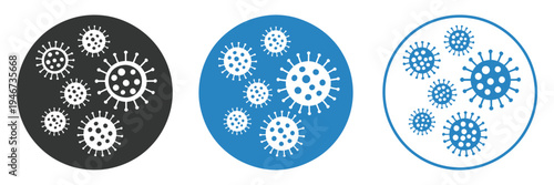 Microorganism icon set in multiple styles, vector illustration collection representing bacteria