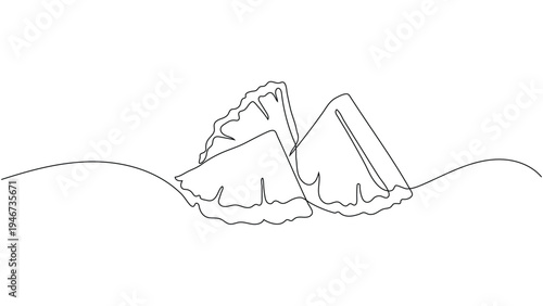 Continuous Line Drawing of Three Pineapple Wedges in Minimalist Style, Editable Stroke 