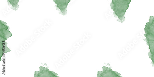 Emerald green watercolor splash border abstract background with dark ink texture for artistic design and creative images