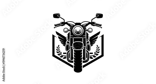 Motorcycle emblem with wings and laurel wreath.
