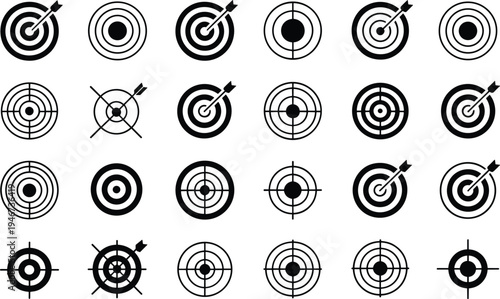 Set of  black target icons vector