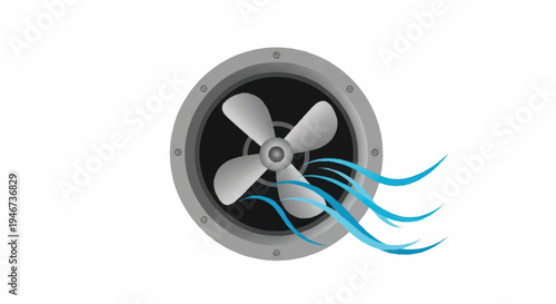 Ventilation Fan With Airflow Illustration.