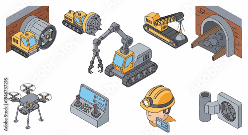 Collection of construction and mining equipment and technology.