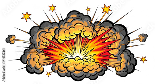 Explosion cartoon blast effect.