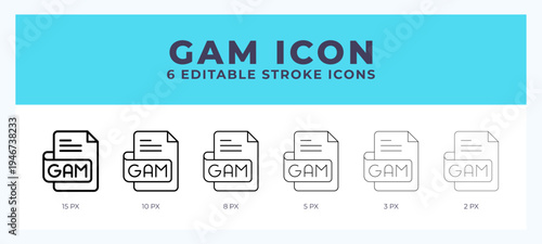 Gam file editable line icon. Vector illustration with different stroke.