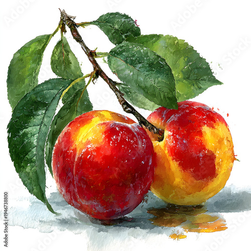 red apples with leaves
