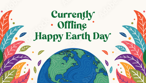 Earth Day vector illustration with colorful leaves