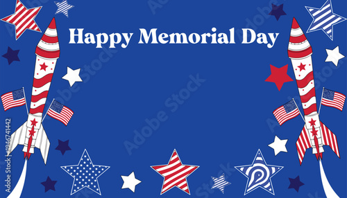 Memorial Day patriotic rocket illustration